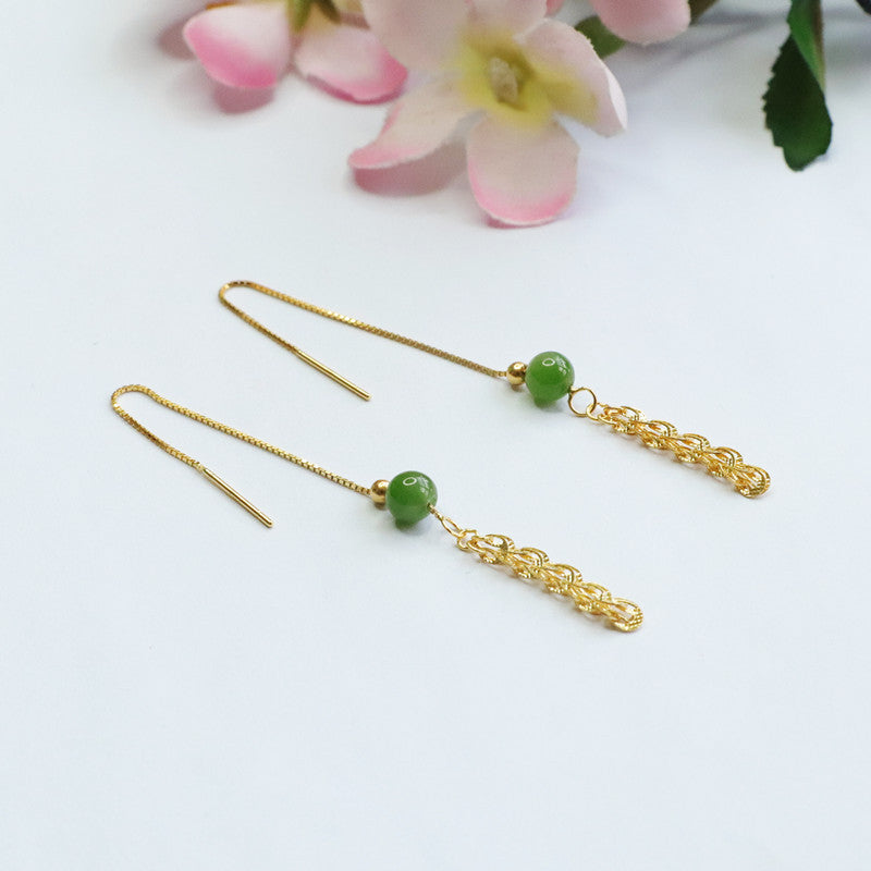 Heavenly Phoenix Jade Thread Earrings