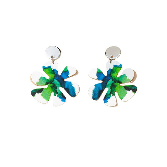 Vibrant Vienna Verve Metal Earrings with Unique Floral Print