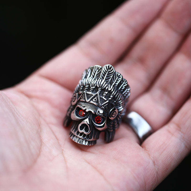 Punk-Inspired Titanium Steel Skull Ring for Men - Retro European and American Style Wholesale Jewelry