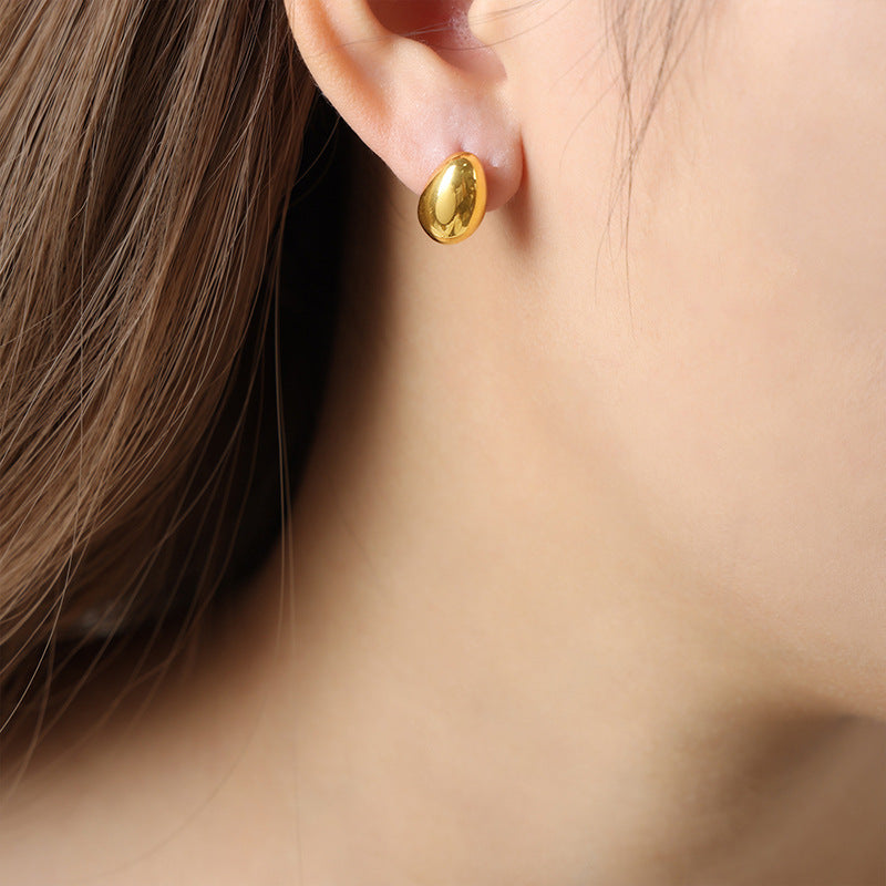 Golden Aura Oval Titanium Steel Earrings - Planderful Everyday Genie Collection