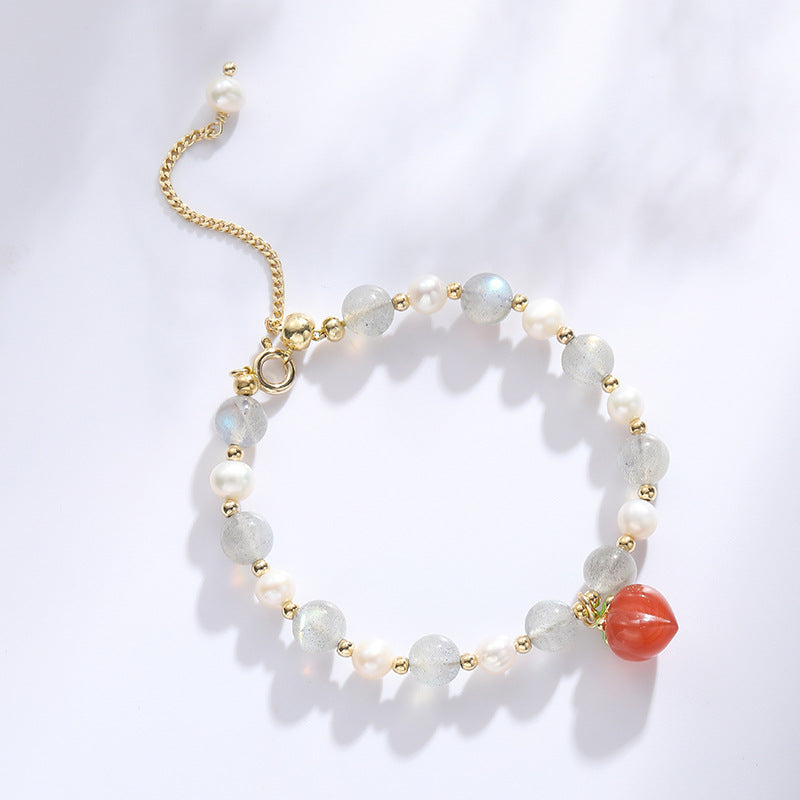 Moonlight Stone Pearl Peach Bracelet