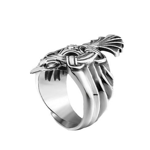 Viking-Inspired Titanium Steel Crow Ring for Men – Retro Chic Stainless Steel Accessory