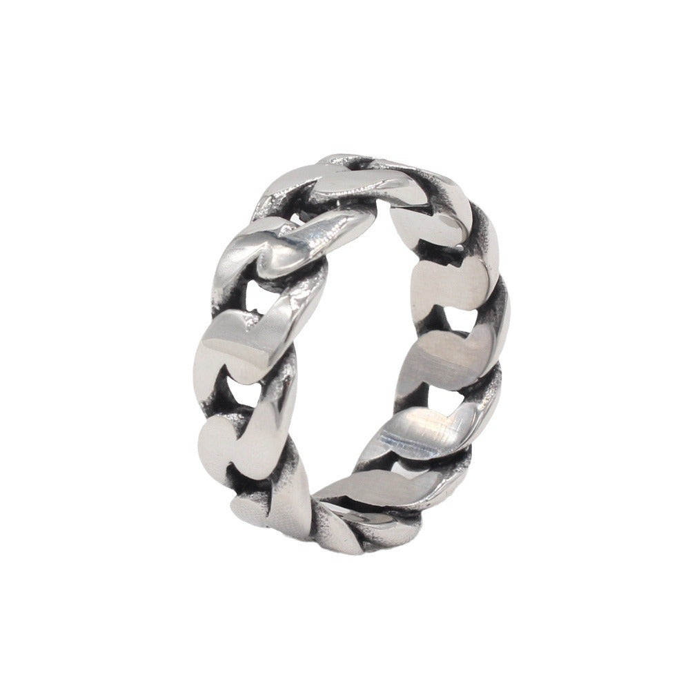 Personalized Retro Titanium Steel Chain Ring for Men - European and American Style