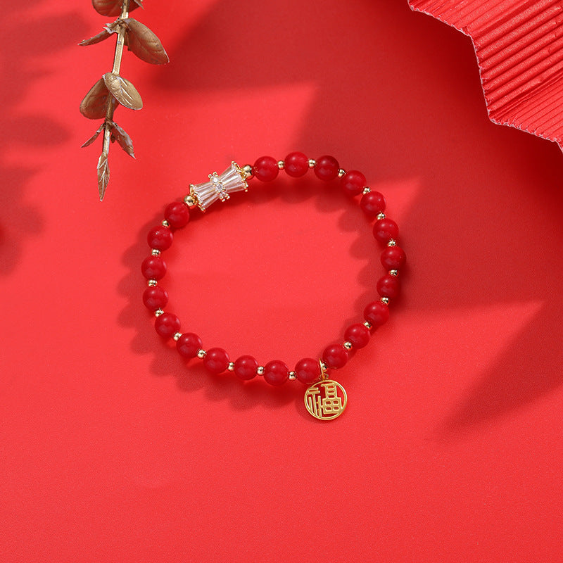 Festive Red Stone Bracelet for Prosperity and Blessings