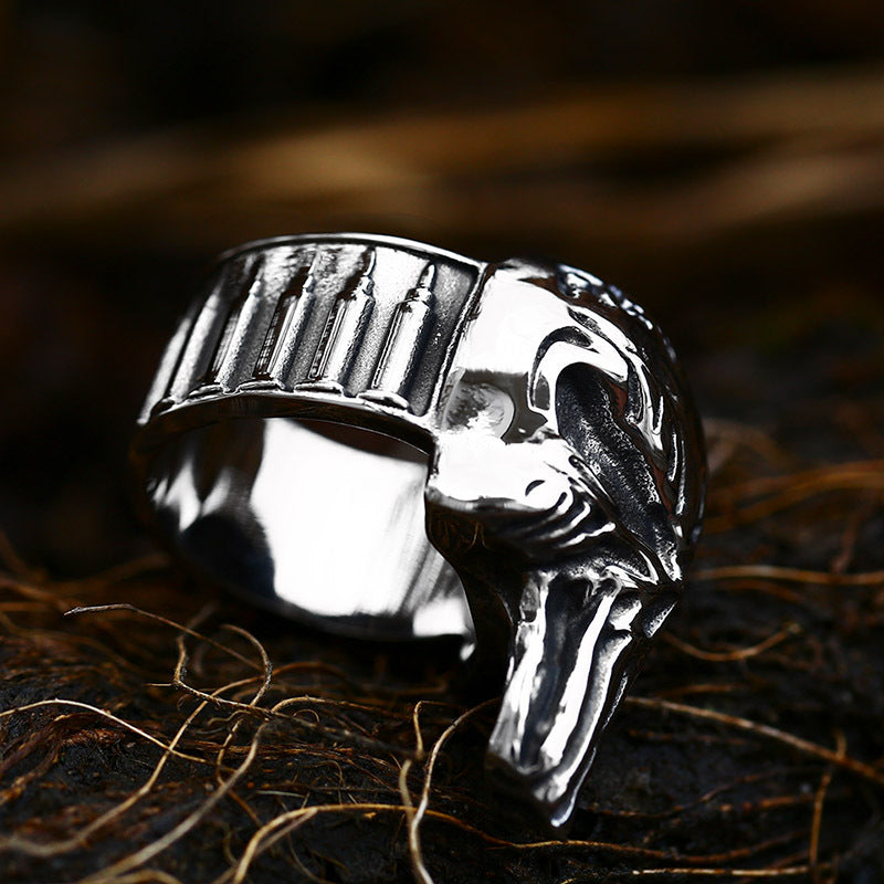 Titanium Steel Skull Letter Ring for Men - Cross-Border Punisher Film & Television Accessory