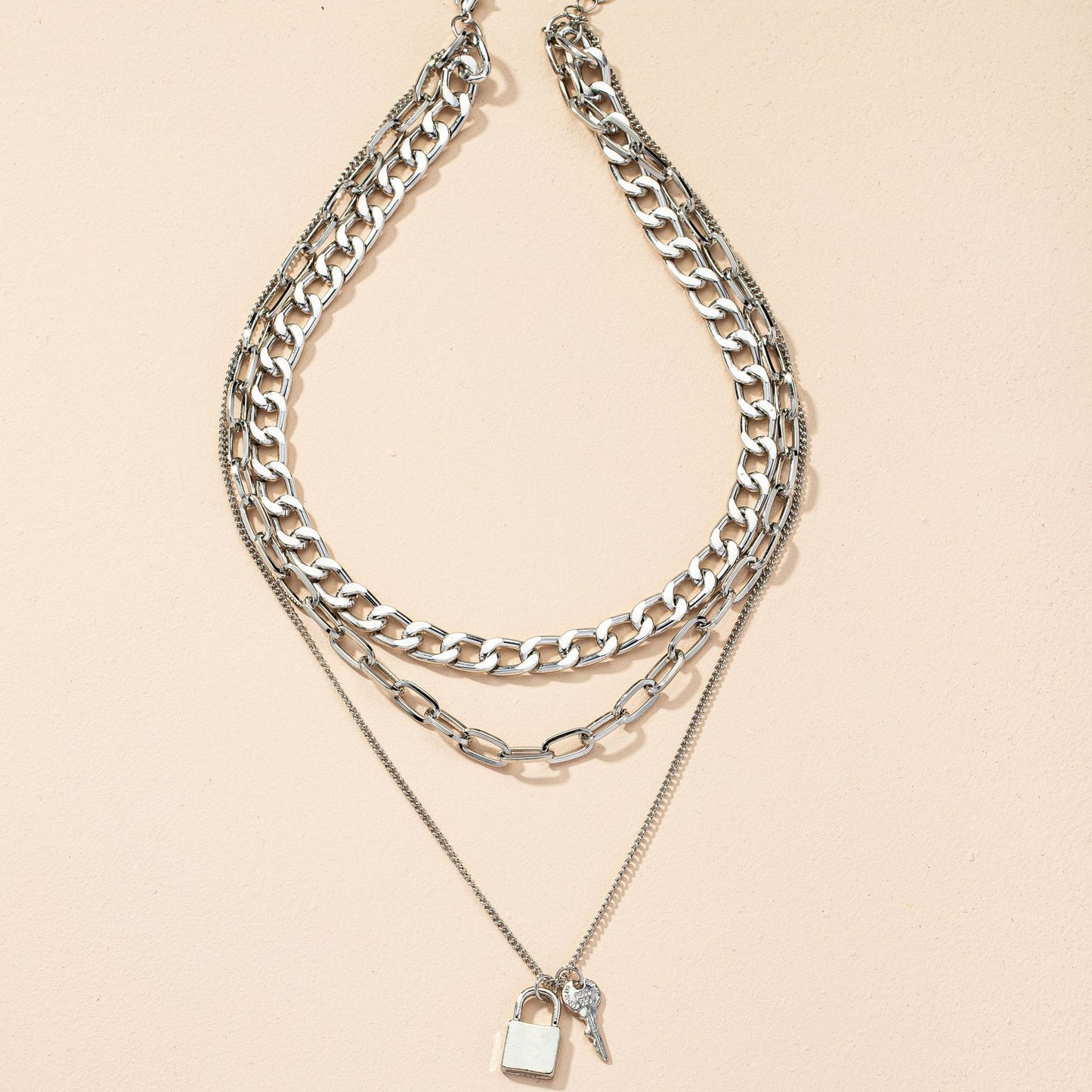 Key Lock Layered Necklace - Stylish Cross-Border Clavicle Chain