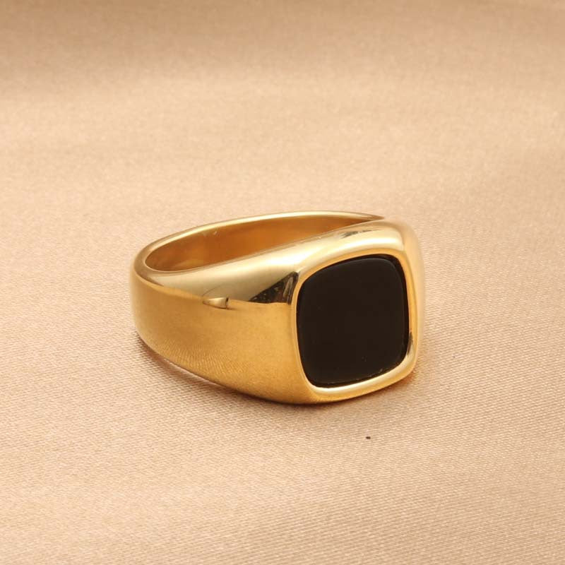 Titanium Steel Epoxy Retro Square Ring for Men - Trendy Accessories Direct from Manufacturer