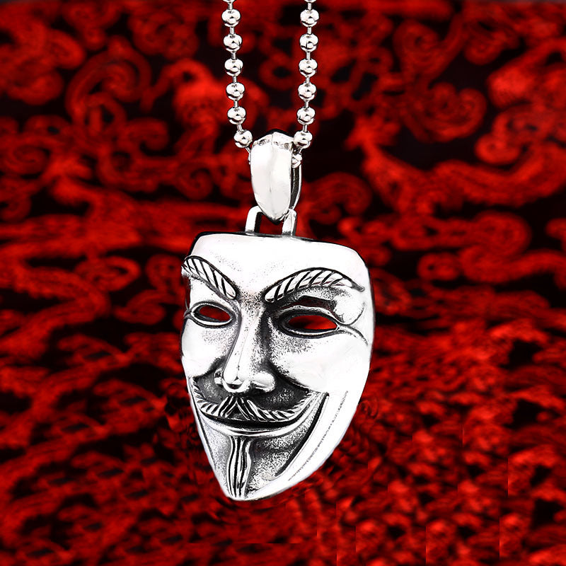 Vintage-Inspired Custom Clown Mask Pendant in Titanium Steel, Men's Stainless Steel Accessories for Wholesale Distribution