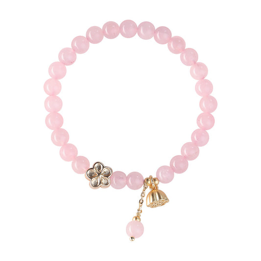 Peach Blossom Crystal Beaded Bracelet for Best Friend's Birthday Gift