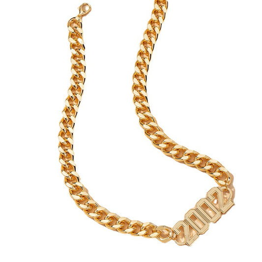 European and American Urban Style 2002 Digital Coarse Chain Necklace - Vienna Verve Collection