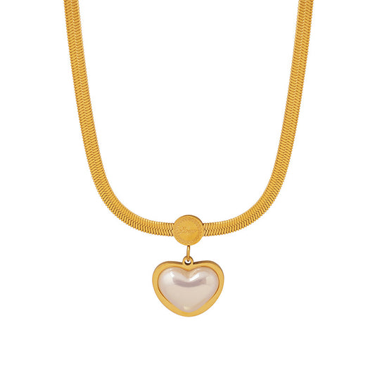 Heart-Shaped Bead Blade Chain Necklace with Celebrity Style