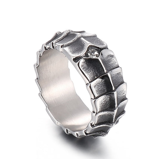 Personalized Dragon Body Stainless Steel Ring with Zircon Accents for Men