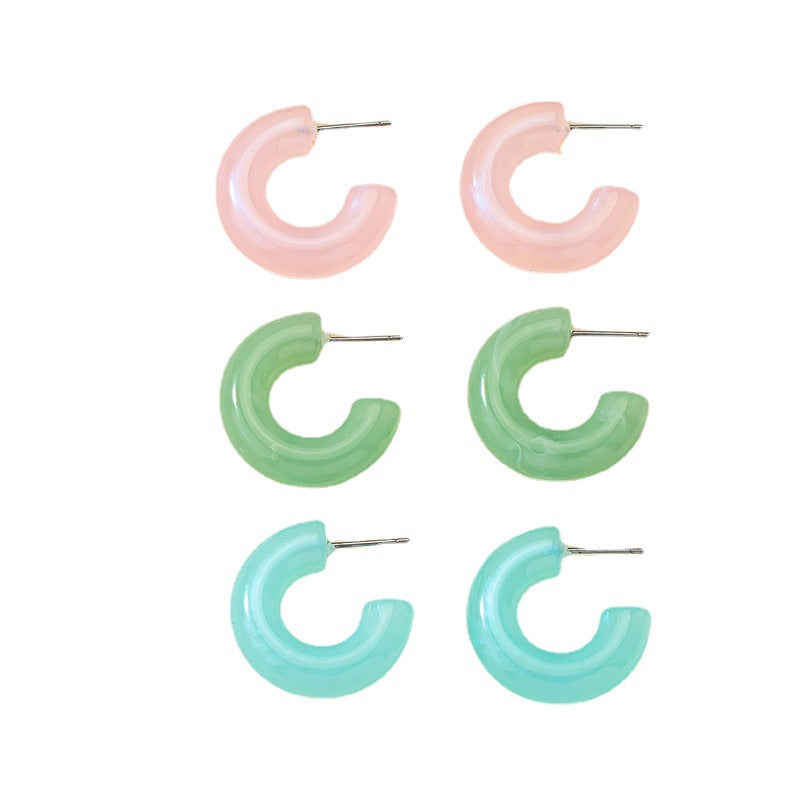 Dazzling Candy Color Acrylic Earrings Set with Street Style Design