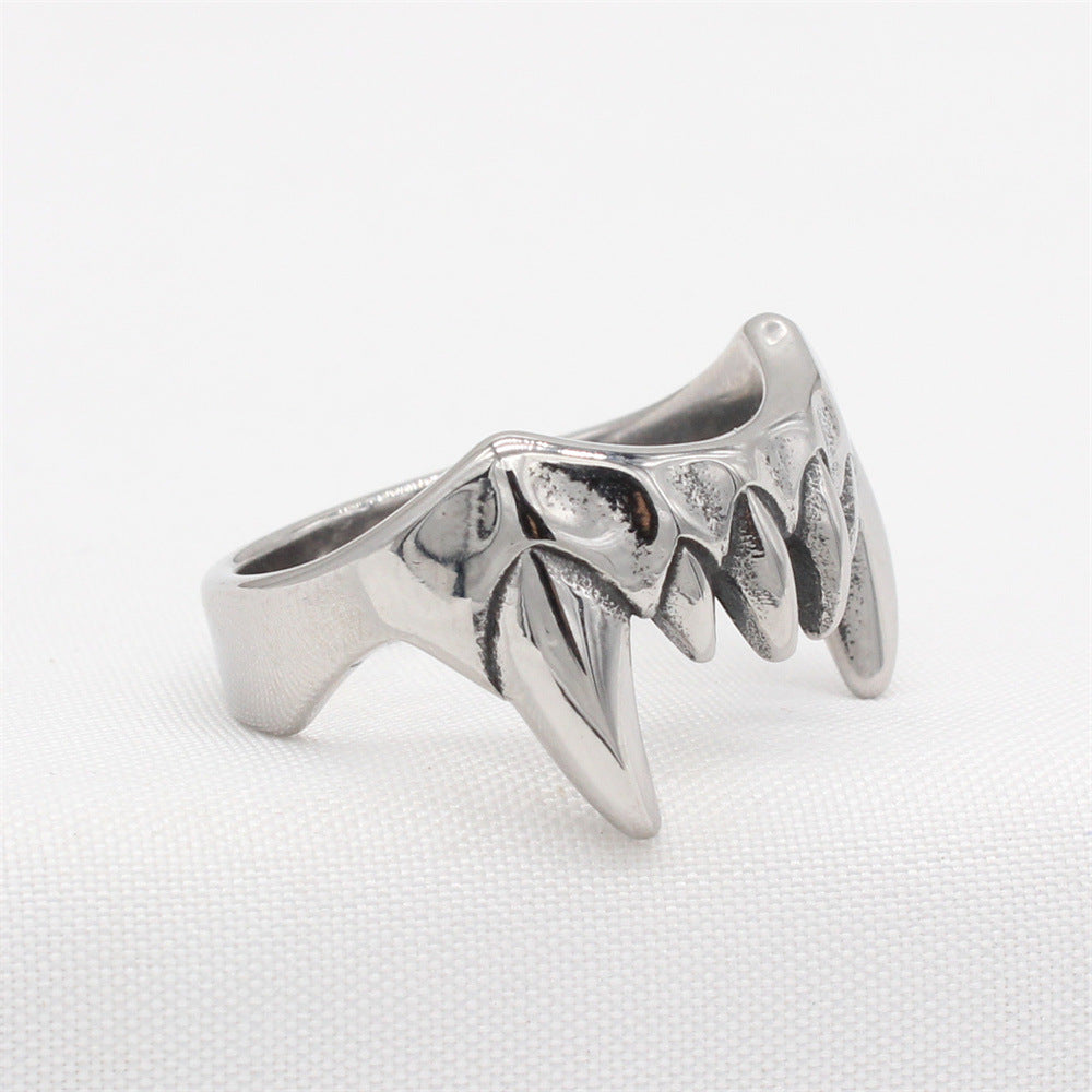 Personalized Retro Titanium Steel Men's Ring with European and American Monster Tusks Design