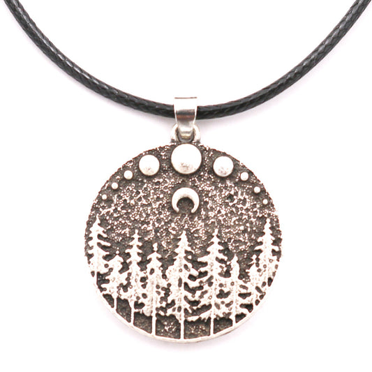 Moonlit Night PineTreeChamm Necklace - Norse Legacy Collection - Wholesale Jewelry for Men and Women