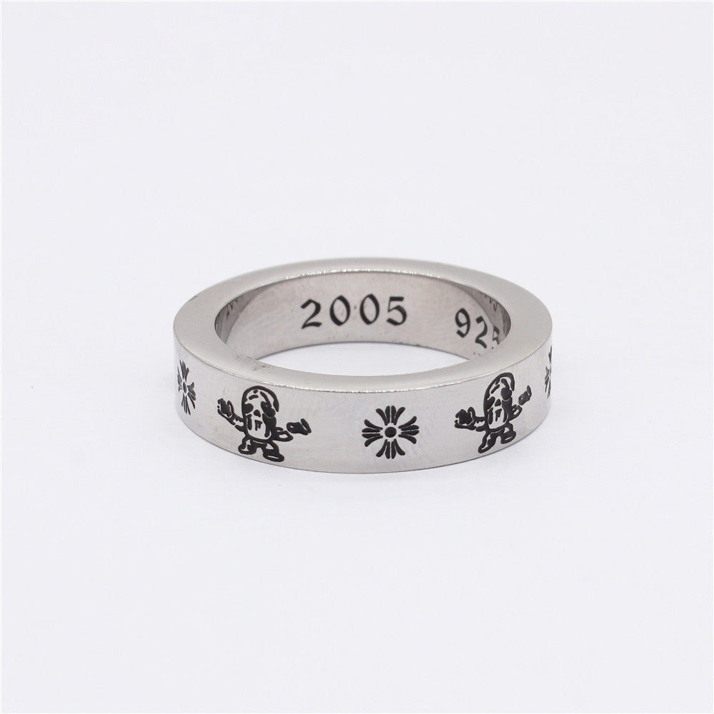 Halloween Cross Skeleton 2005 Titanium Steel Ring for Men