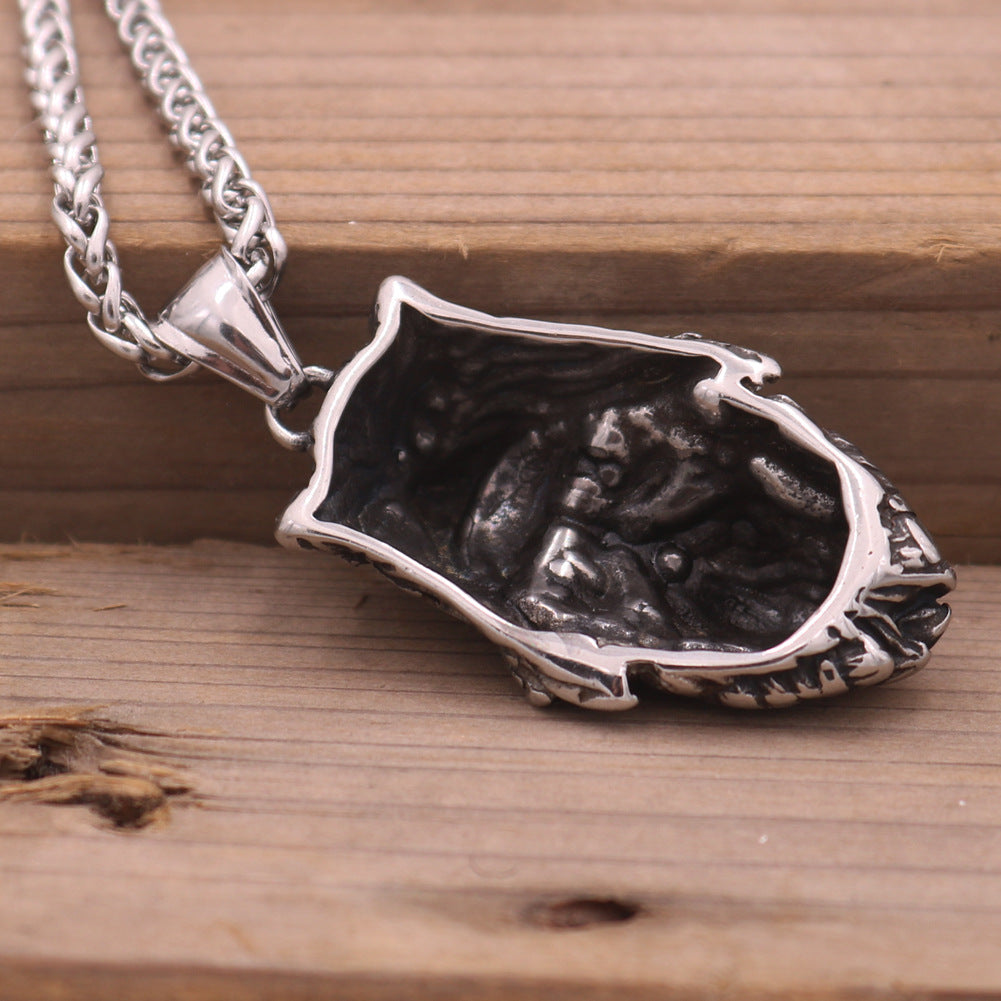 Wolf Head Stainless Steel Necklace Inspired by Viking Mythology and Norse Legacy