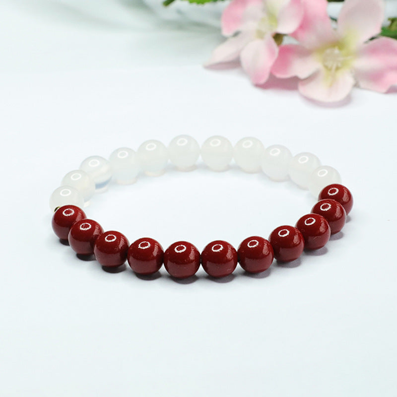 Fortune's Favor Sterling Silver Chalcedony and Cinnabar Bracelet