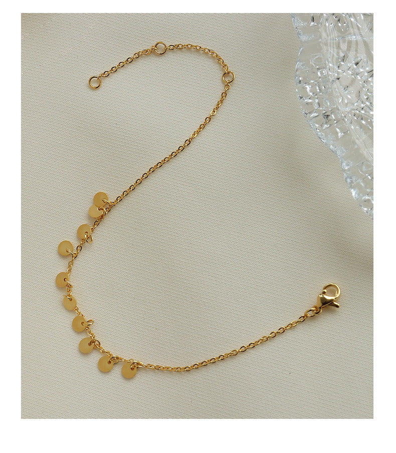 Golden Round Pendant Bracelet - Handcrafted Hand Jewelry by Planderful