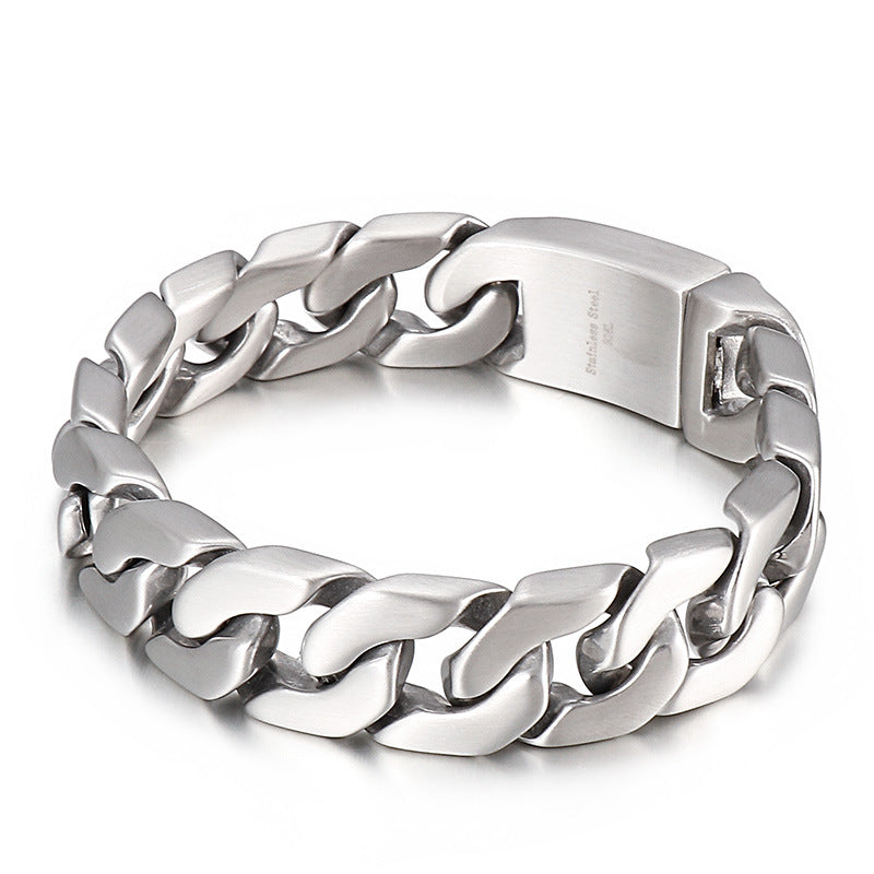 Trendy Stainless Steel Men's Cuban Chain Bracelet – Customizable Fashion Accessory