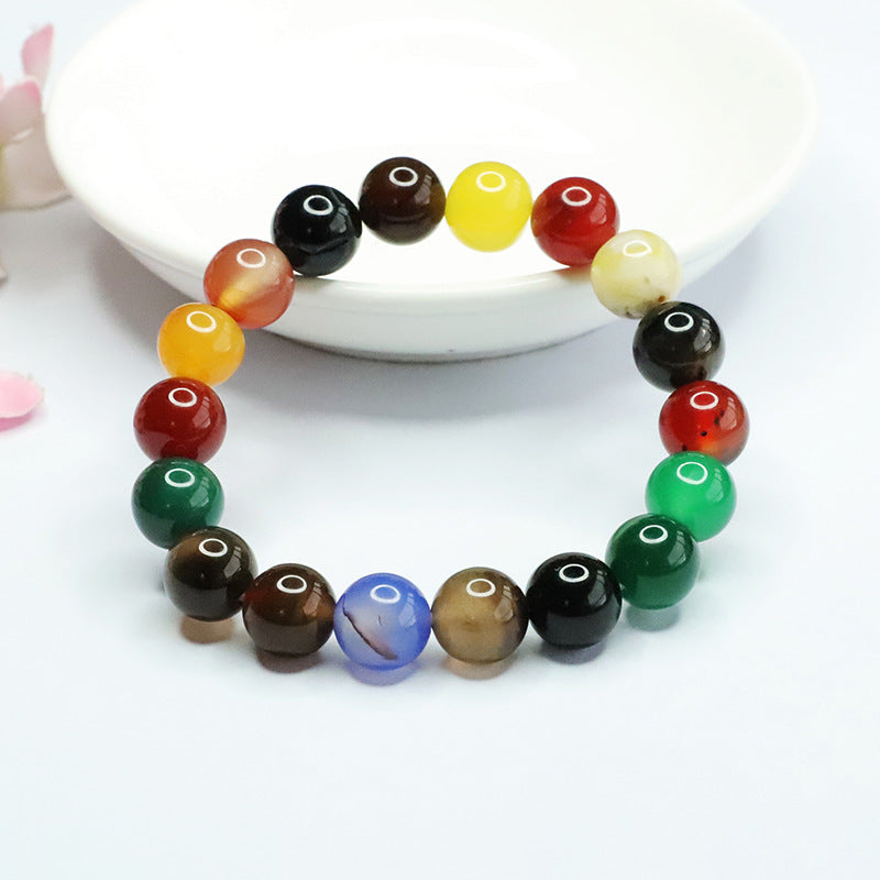 Colorful Chalcedony Bracelet - Sterling Silver with Agate, for Women