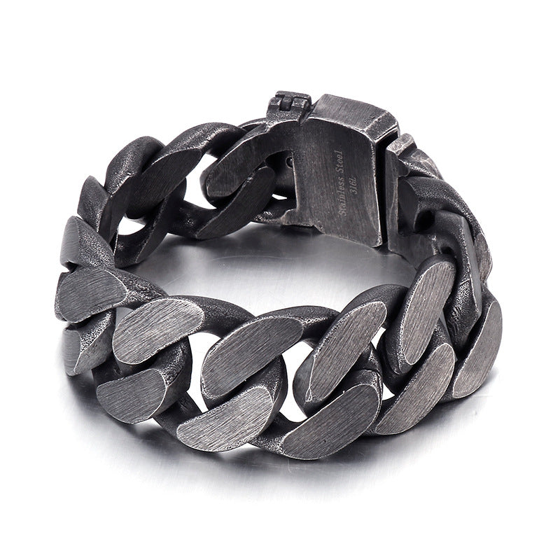 Men's Black Stainless Steel Bracelet - European and American Fashion Jewelry, Simple and Stylish Design for Wholesale