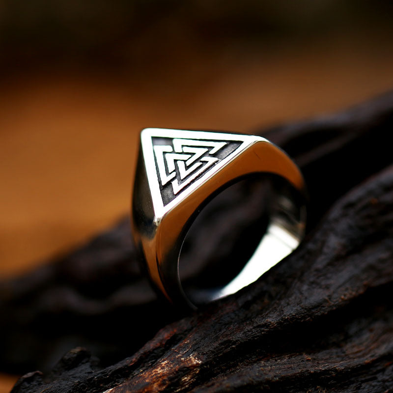 Titanium Steel Nordic Viking Symbol Ring - Men's Fashion Jewelry in European and American Style