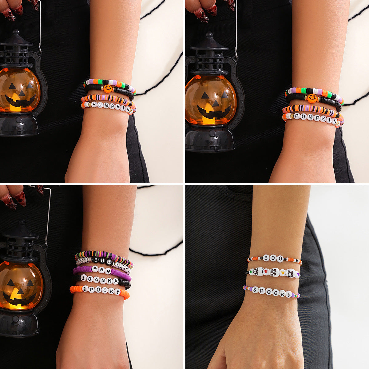 European and American Cross-border Jewelry Personalized Rice Bead Multi-layer Bracelet Vintage Gothic Letter Color Beaded Elastic Jewelry.