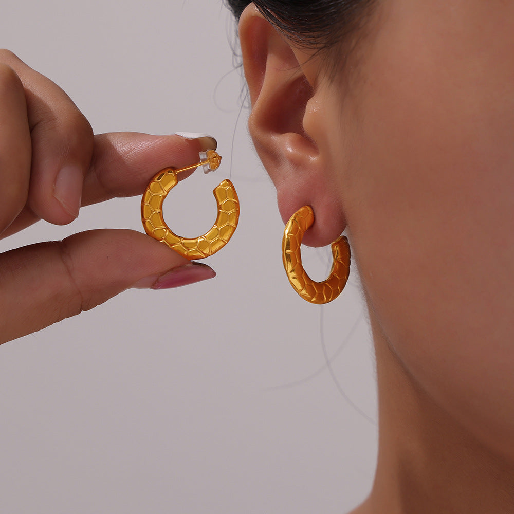 Elegant Hollow Geometric Design Gold-Plated Earrings by Planderful - Everyday Genie Collection