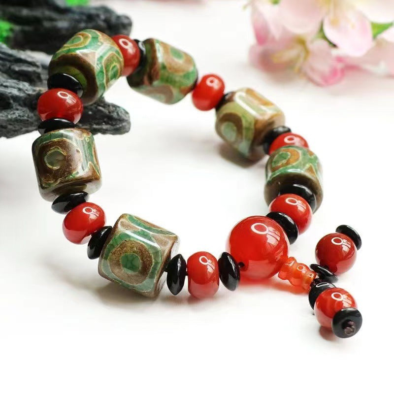 Heavenly Fortune Red Agate Bracelet with Sterling Silver Beads