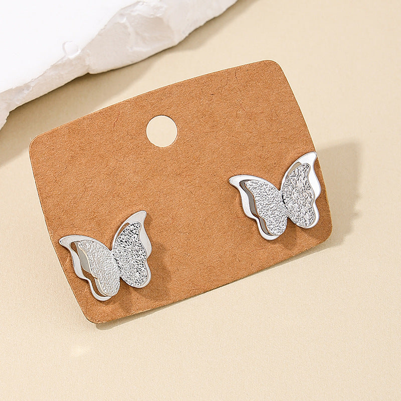 Korean Frosted Butterfly Earrings - Wholesale Women's Accessories