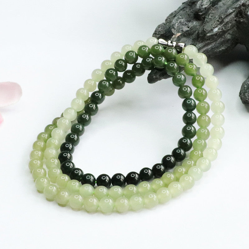 Natural Hetian Jade Jasper Gradient Necklace, Beads Jewelry