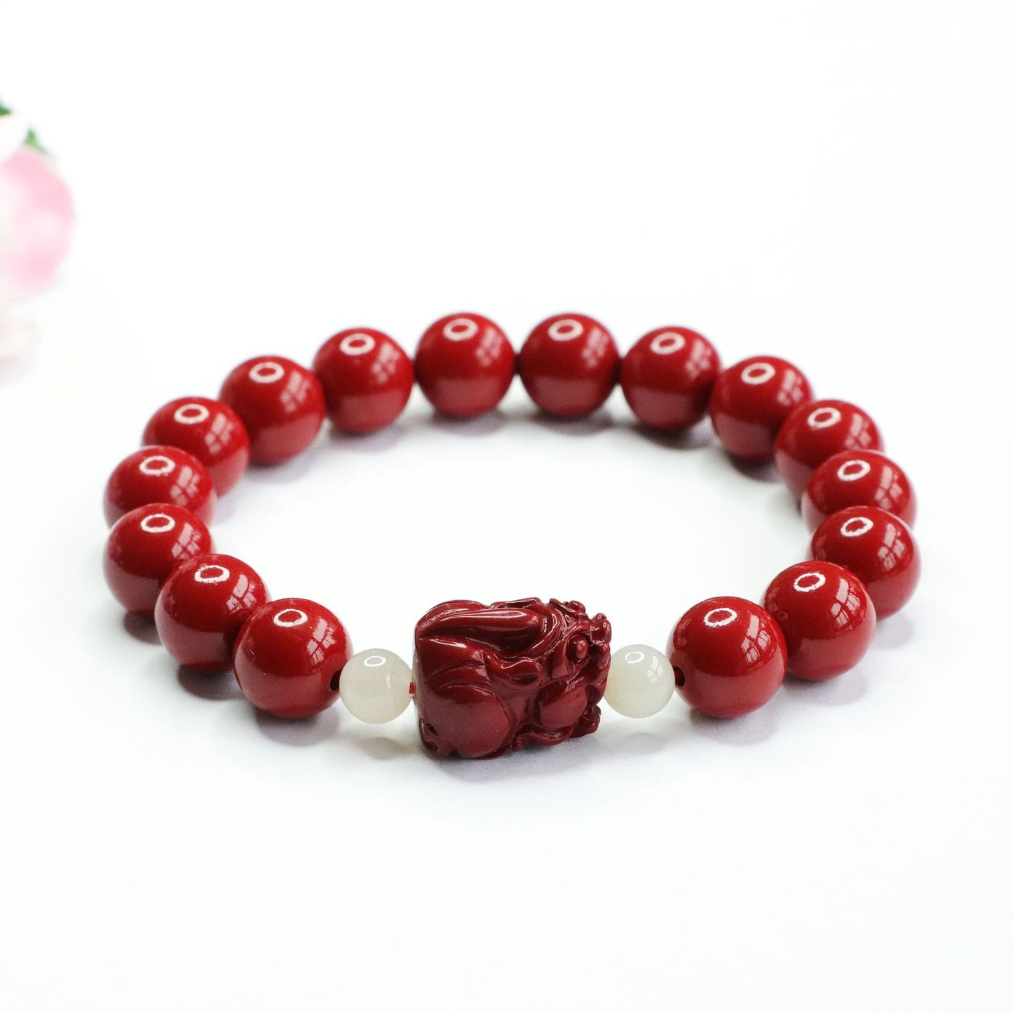 Purple and Red Jade Pixiu Bracelet with Sterling Silver