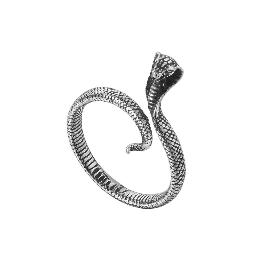 Coiled Cobra Snake Titanium Steel Ring for Men