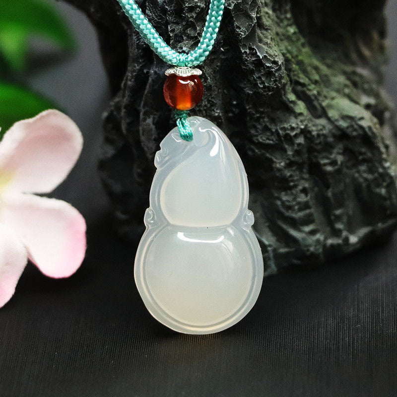 Natural Ice White Chalcedony Gourd Pendant Jewelry