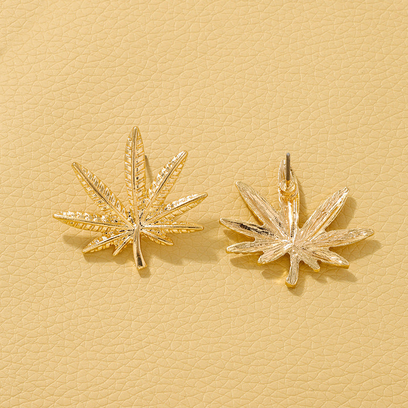 Maple Leaf Textured High-End Earrings with Retro Charm