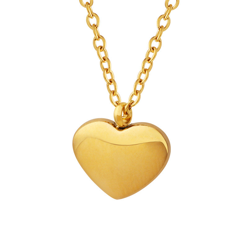 18k Gold Plated Titanium Steel Couple Heart Necklace - Romantic Love Collar Chain