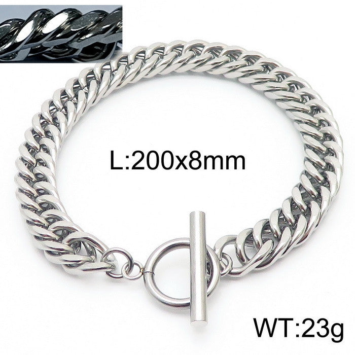 Stylish Titanium Steel Cuban Chain Bracelet for Men - Non-Fading OT Buckle Couple Jewelry