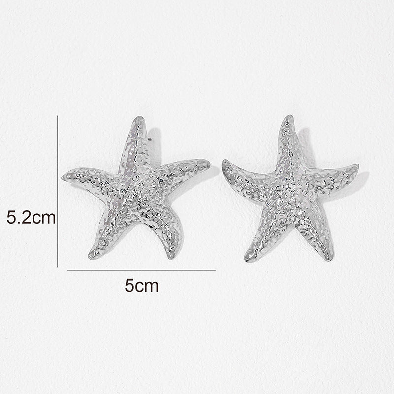 Stylish Starfish Shape Metal Stud Earrings for Women - Vienna Verve Collection