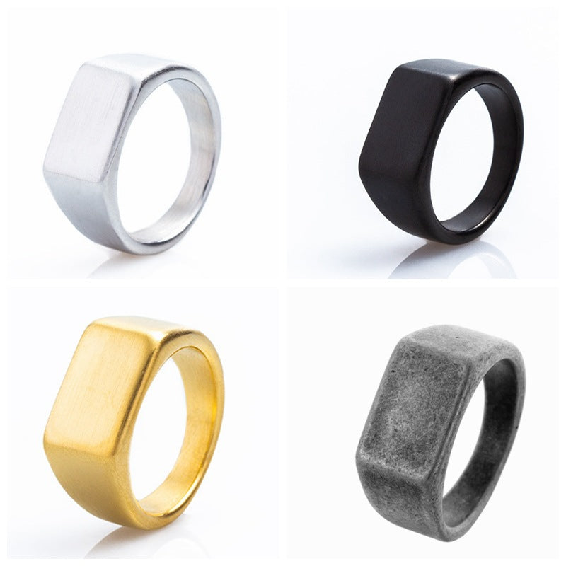 Titanium Steel Outdoor Men's Ring with Unique Sand Face Design