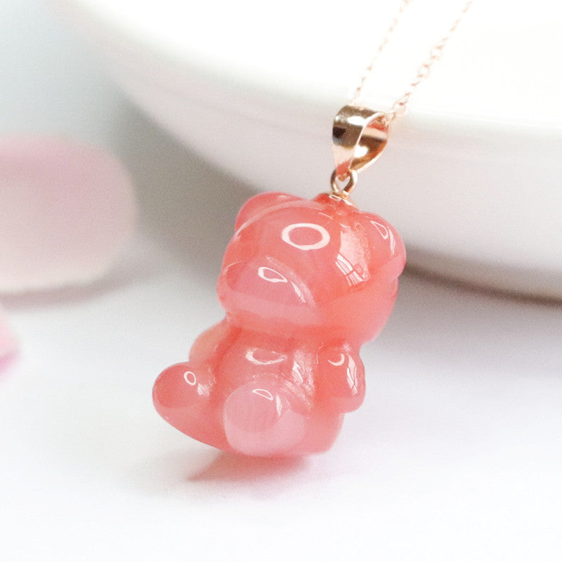 Sterling Silver Agate Bear Necklace from Planderful Collection