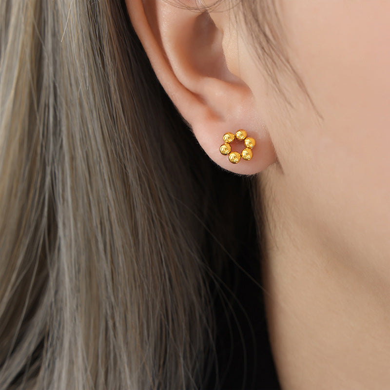 Steel Ball Flower Shape Earrings for Women by Planderful Collection - Everyday Genie Series