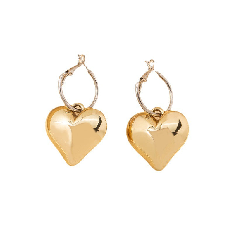 Peach Heart Love Ear Buckles - Elegant Metal Earrings