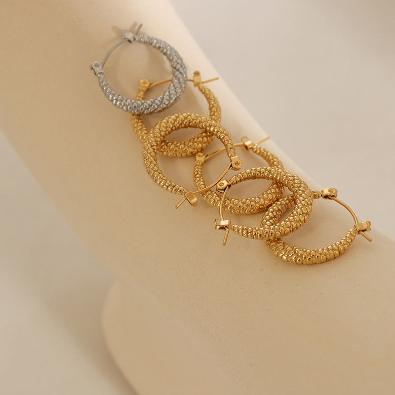 Exaggerated European & American Golden Earrings with Niche Fish Scale Pattern