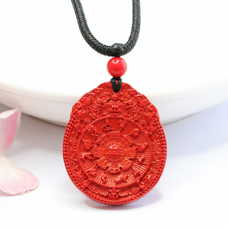 Celestial Charisma Red Cinnabar Bagua Zodiac Pendant