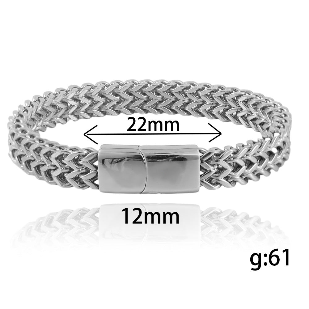 Titanium Steel Braided Chain Bracelet for Men - Trendy Open Design and Durable Fashion Accessory