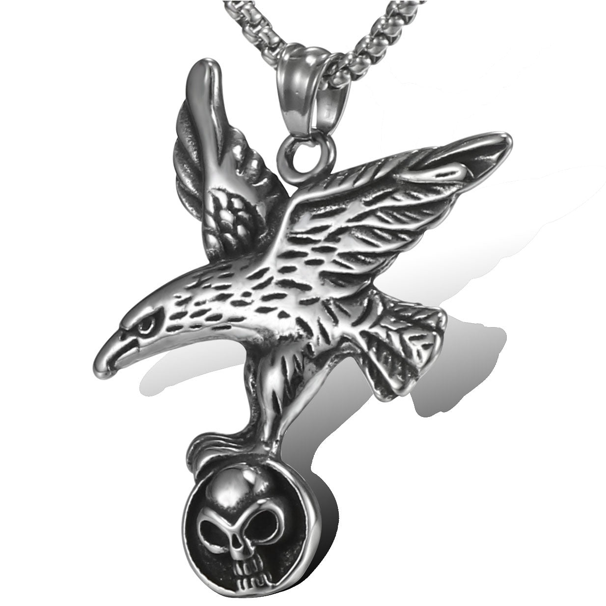 Men's Retro Stainless Steel Eagle and Skull Pendant Jewelry - European and American Fashion