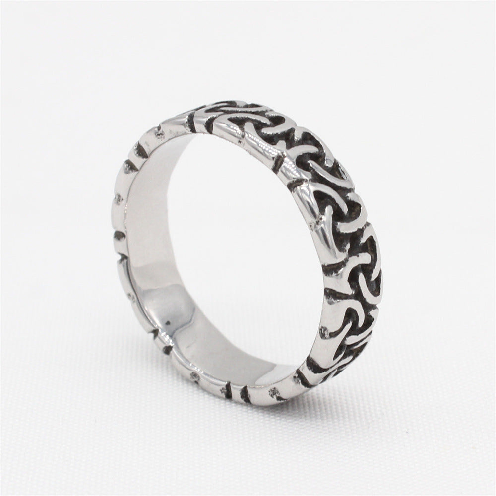 Retro Viking Celtic Titanium Steel Ring for Men