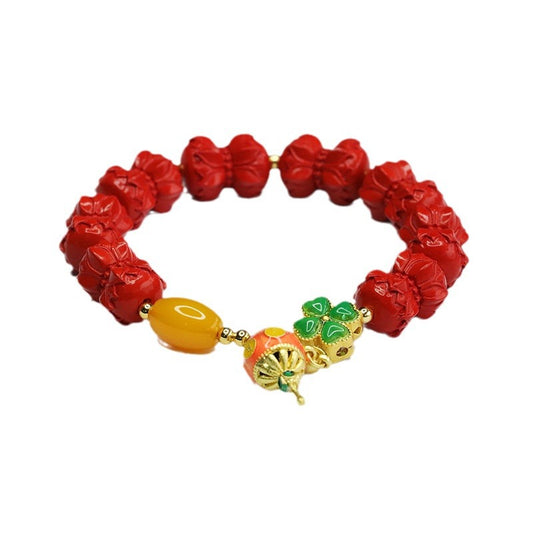 Tibetan National Wind Bracelet with Cinnabar Stone and Jade