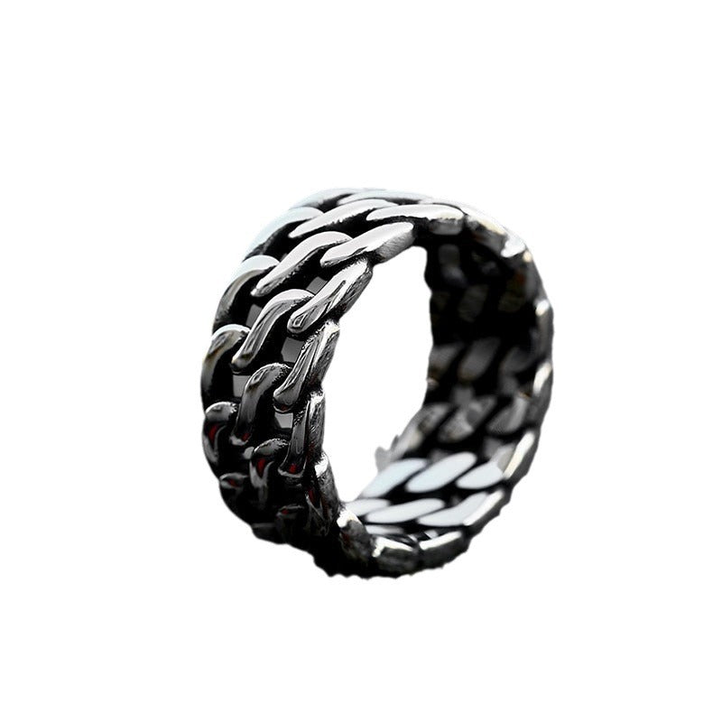 Retro Stainless Steel Car Chain Ring for Men - Wholesale Titanium Steel Cuban Style